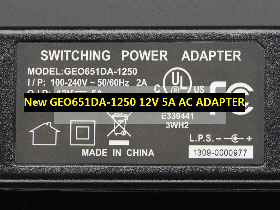 *Brand NEW*12V 5A AC ADAPTER GEO651DA-1250 Switching POWER SUPPLY - Click Image to Close